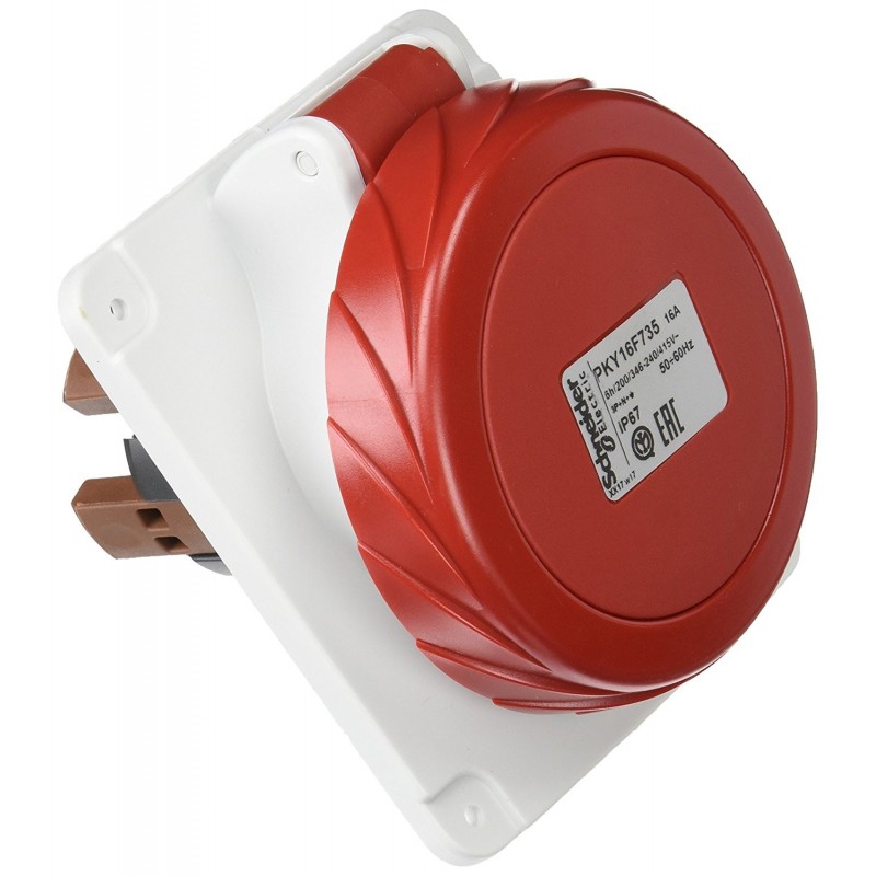 Prise encastrée industrielle Schneider 3X16A+NT 400V rouge PKY16F735