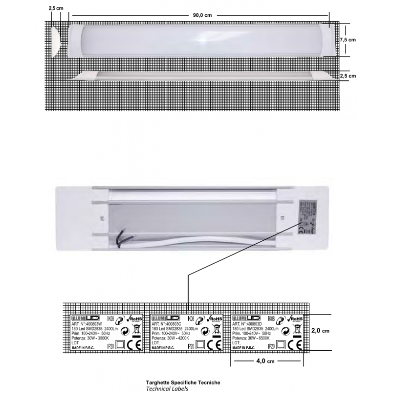 Luz de techo del Led que puede ofrecer y asesorar a Giorgia interna 30W 4000K 90CM 400803C