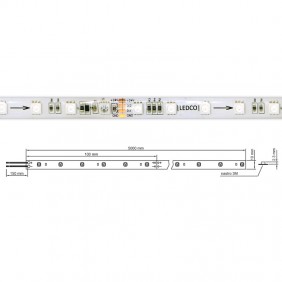 Tira de la Tira de LED Ledco 72W Multicolor RGBD 24VDC IP65 5 metros SL72RGBD65