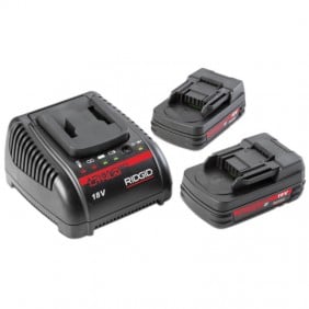 SET of 2 Batteries 2.0 Ah and Charger Ridgid for pessatrici 61743