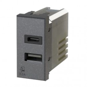 USB socket 4Box 3.0A for Bticino Axolute series Anthracite 4B.HS.USB.30