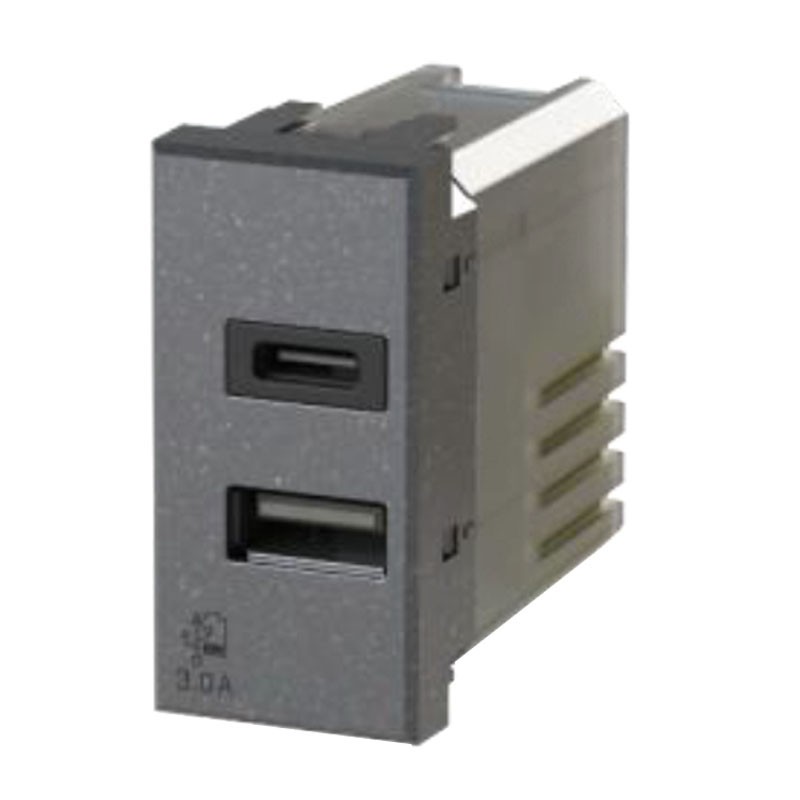 Prise USB 4Box 3.0A pour Bticino Axolute série Anthracite 4B.HS.USB.30