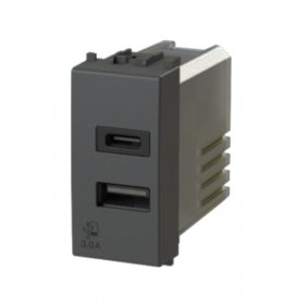 4Box 3.0A USB-Steckdose für Bticino LivingLight-Serie Anthrazit 4B.L.USB.30