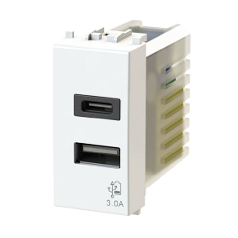 4Box 3.0A USB socket for Vimar Plana series White 4B.V14.USB.30