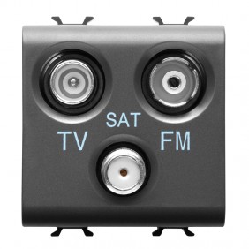 Gewiss Chorus FM SAT TV socket 2 modules black...