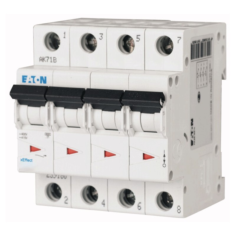 Interruttore magnetotermico 4P, 4 moduli, 415Vac, 10A, curva C, 6KA -  Ettroit JX141060