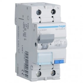 Interruptor diferencial Hager 1P+N 30MA 6A ADC806H