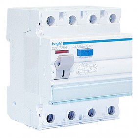 Hager residual current circuit breaker 4P 25A...
