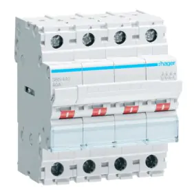 Hager 4-pole disconnector 40A 4 modules SBN440