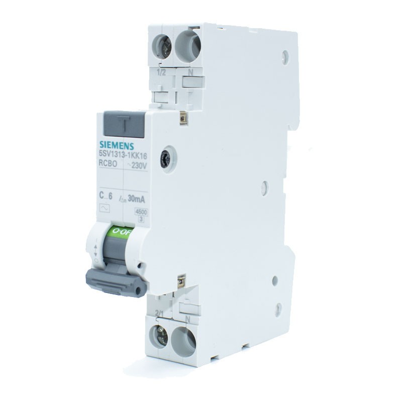 Interruptor automático de corriente residual Siemens 6A 1P+N 30MA AC 4,5KA 5SV13131KK06