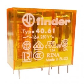 Mini Relé Finder 1 conmutador 16A bobina 12VAC...