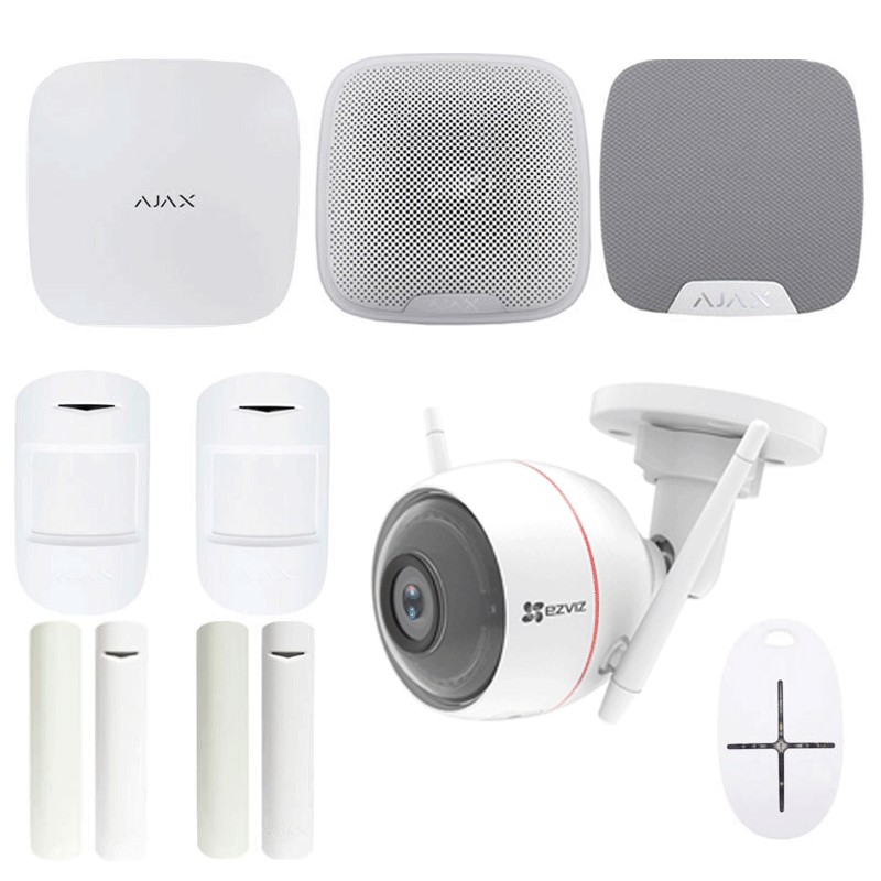 Kit Ajax de alarma antirrobo para casa con HUB 2 y cámara wifi