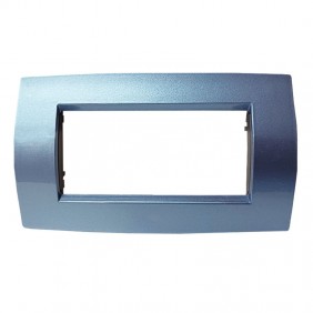 Placa Abb Soft Metal Elos 4 módulos Azul...
