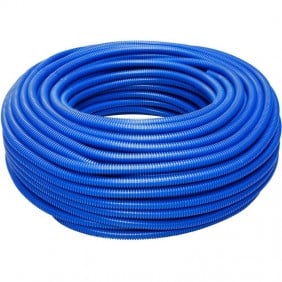Tubo corrugato azzurro con tirafilo diametro 25mm