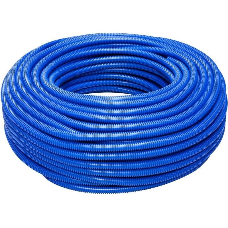 Tubo corrugato azzurro con tirafilo diametro 25 mm B11536