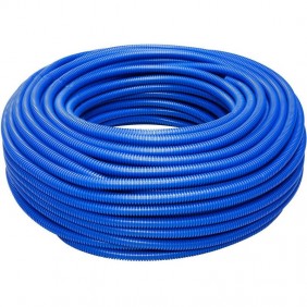 Light blue corrugated pipe with wire puller...