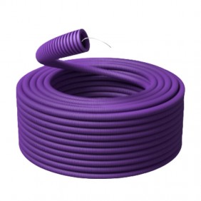 Purple corrugated pipe with wire puller...