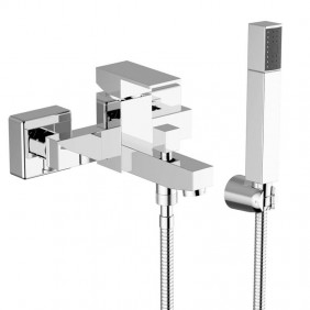 Teorema Pillar wall-mounted bathtub tap with...