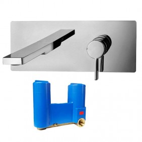 Paffoni Rock recessed washbasin tap with plate...
