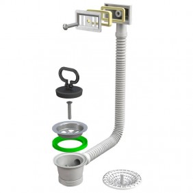 Bonomini kitchen sink drain with overflow and...