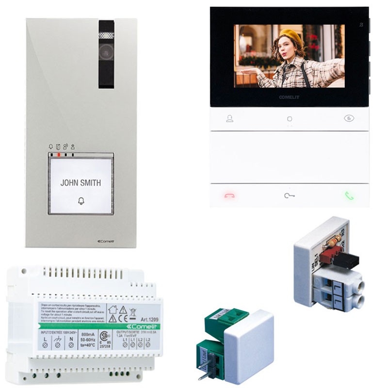 Kit interphone Vidéo système Comelit 2 fil mini-mains-libres et place 8461V