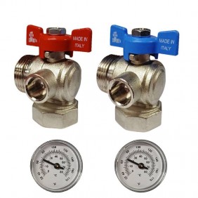 Angle Ball Valves Cap 1x1 inch with thermometer...